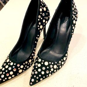 COPY - MK Velvet pearl and jewel heels.